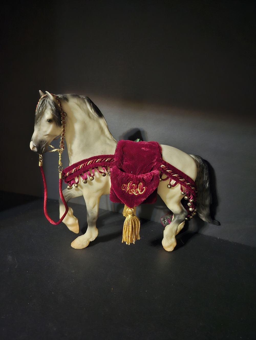 Vintage Breyr Horse with Red Velvet Saddle and Gold Tassel